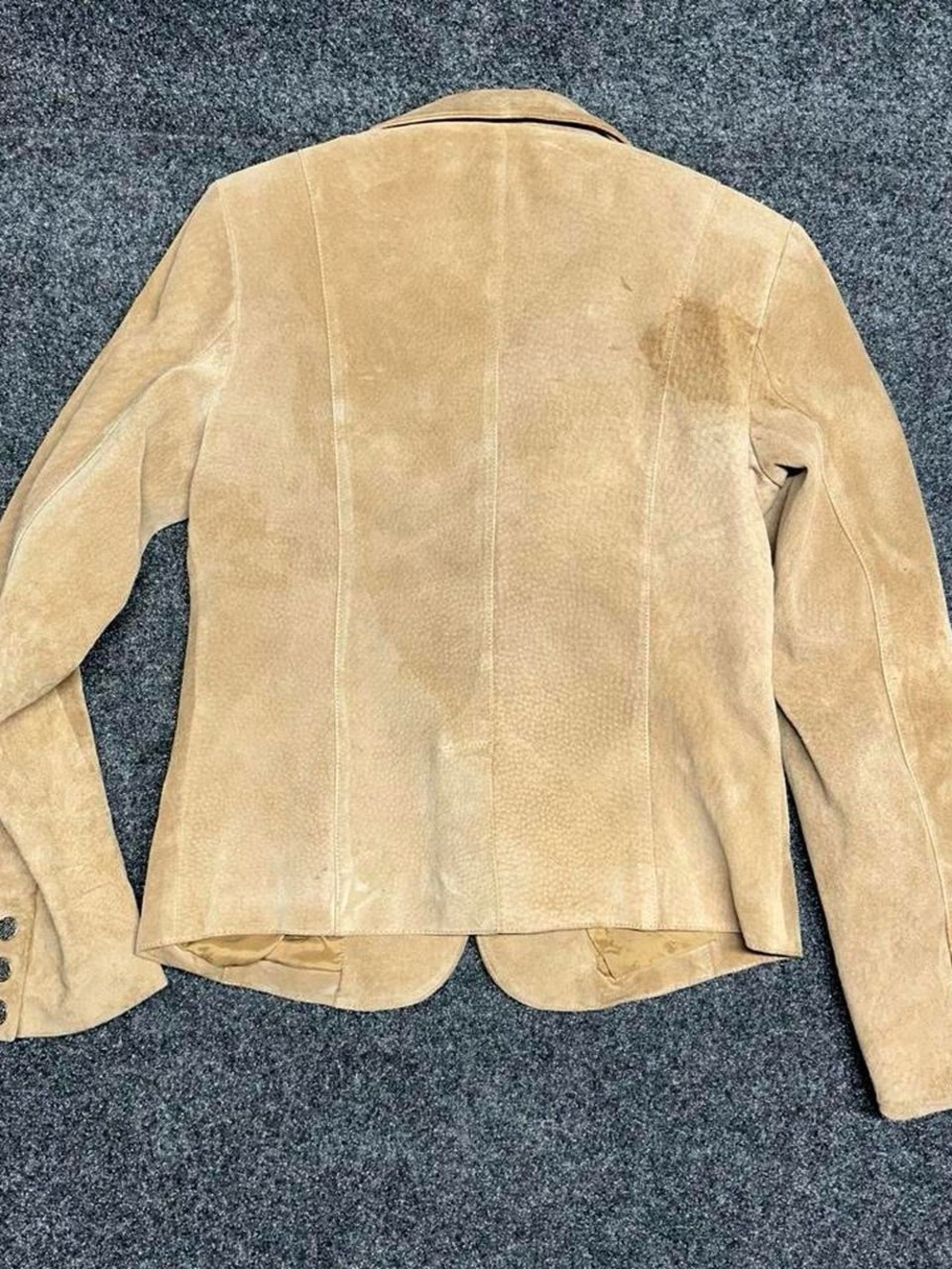 Tan Leather Suede Blazer Jacket Western Cowgirl Americana Old Money Tailored - Picture 8 of 10